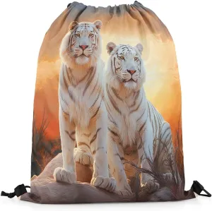 Erosebridal Tiger String Backpack Tigers Family Draw String Back Bag Wildlife Animal Drawstring Backpack Sunset Drawstring Bags For Sport Gym Swim Yoga,13X15.7 Waterproof