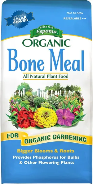 Espoma Organic Bone Meal Fertilizer 4-12-0. All-Natural Plant Food Source of Nitrogen and Phosphorus For Organic Gardening. For Bulbs & Other Flowering Plants. 4 lb. bag. Pack of 2.