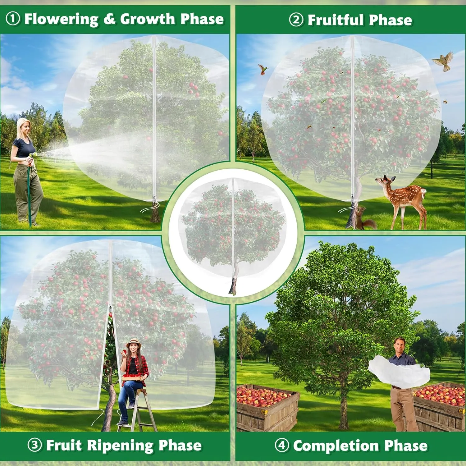 Evoio Bird Netting for Garden Plant Fruit Tree Protection Large Blueberry Bushes Netting Covers Bags with Zipper, 4 x 5 ft Shrubs Bush Tomato Strawberry Berry Barrier Mesh Cover Net Protector (2 Pcs)
