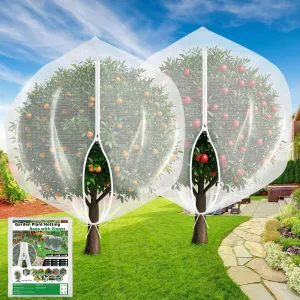 Evoio Bird Netting for Garden Plant Fruit Tree Protection Large Blueberry Bushes Netting Covers Bags with Zipper, 4 x 5 ft Shrubs Bush Tomato Strawberry Berry Barrier Mesh Cover Net Protector (2 Pcs)