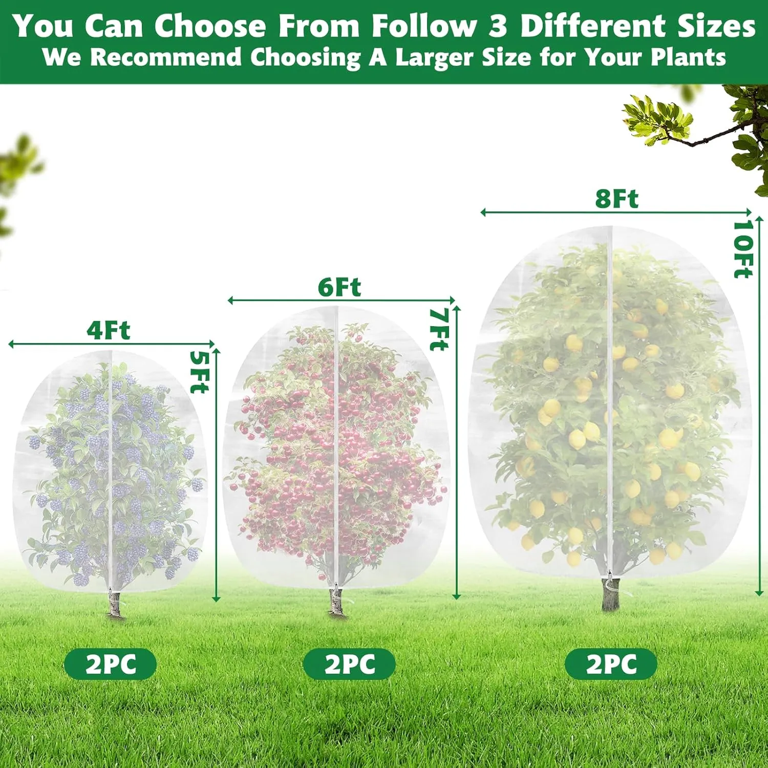 Evoio Bird Netting for Garden Plant Fruit Tree Protection Large Blueberry Bushes Netting Covers Bags with Zipper, 4 x 5 ft Shrubs Bush Tomato Strawberry Berry Barrier Mesh Cover Net Protector (2 Pcs)