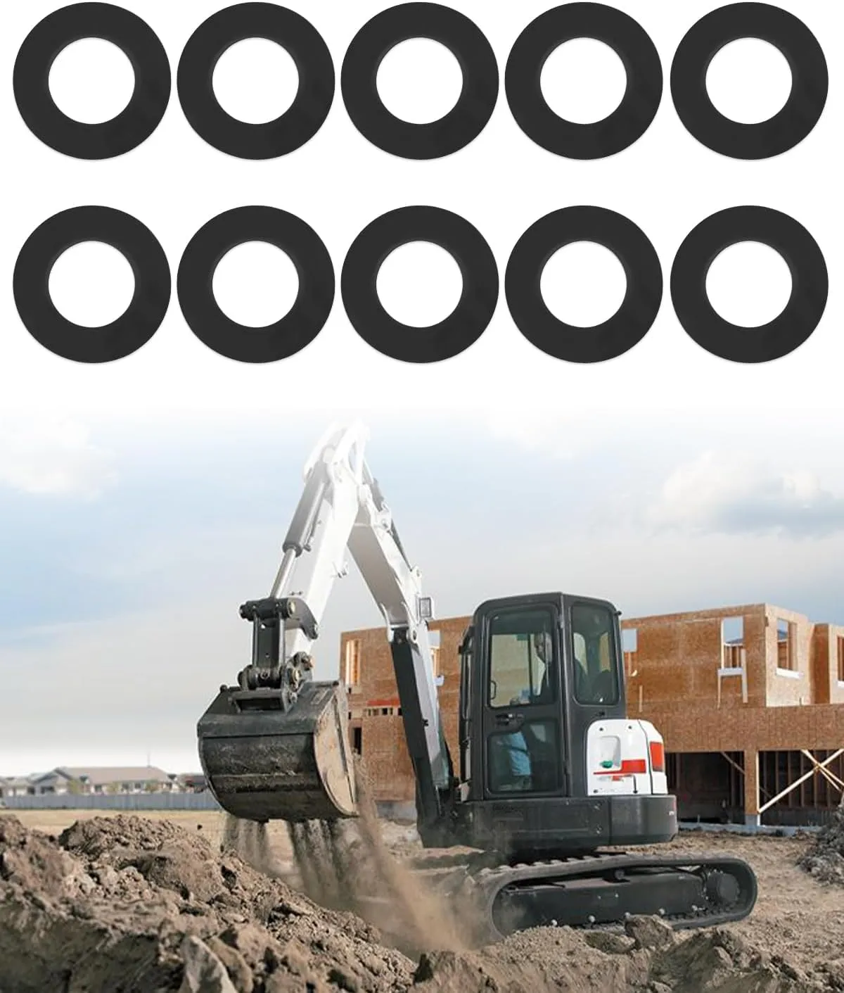 Excavator Bucket Pin Shims Kit 45MM Fit for Bobcat/Case/CAT/Daewoo/Doosan/Hitachi/Hyundai/IHI/JCB/John Deere/Kobelco/Komatsu/Kubota/New Holland/Samsung/Takeuchi/Terex/Volvo, 10 PCS