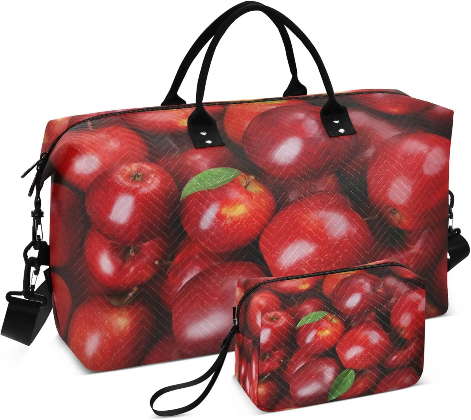 Exnundod Harvest Red Apples Travel Duffel Bags for Women Seasonal Sports Gym Bag Weekender Carry On Tote Overnight Luggage Duffle Bags