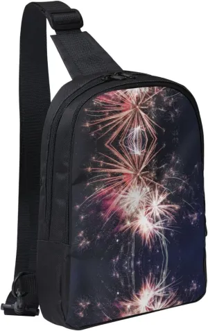 Explosion Firework Crossbody Backpack Travel Hiking Daypack Small Chest Bag For Women Men Outdoor Sports