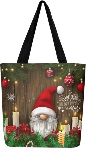 Fall Gnome Canvas Tote Bag Maple Leaves Sunflower Sandproof Beach Bag,Thanksgiving Pumpkin Handbag for Women