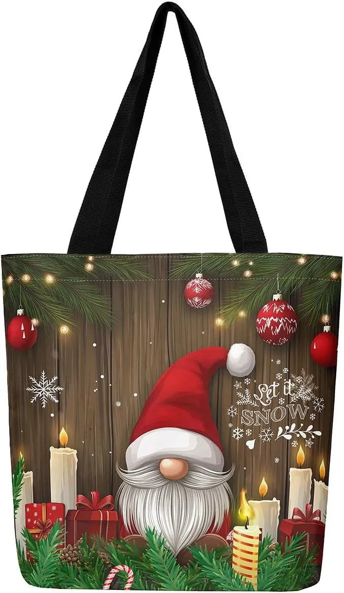 Fall Gnome Canvas Tote Bag Maple Leaves Sunflower Sandproof Beach Bag,Thanksgiving Pumpkin Handbag for Women