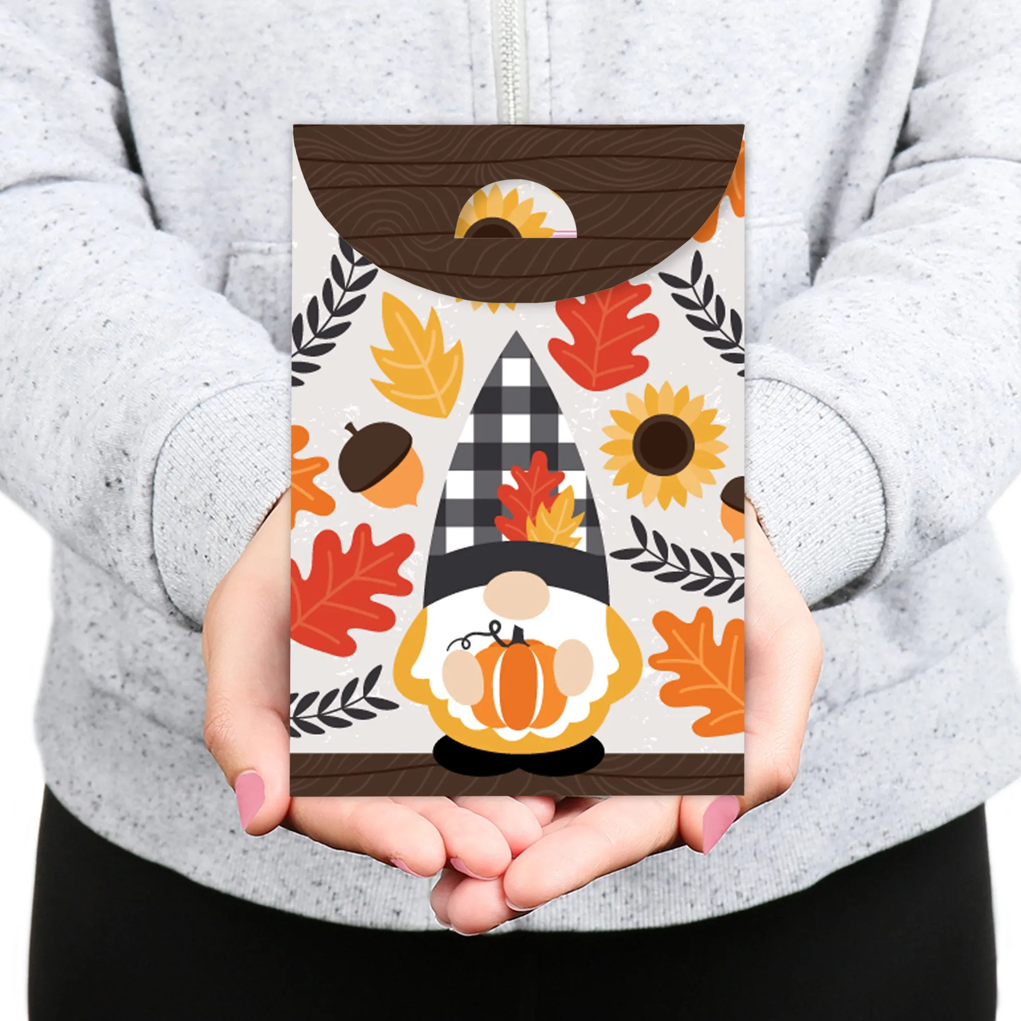 Fall Gnomes - Autumn Harvest Gift Favor Bags - Party Goodie Boxes - Set of 12