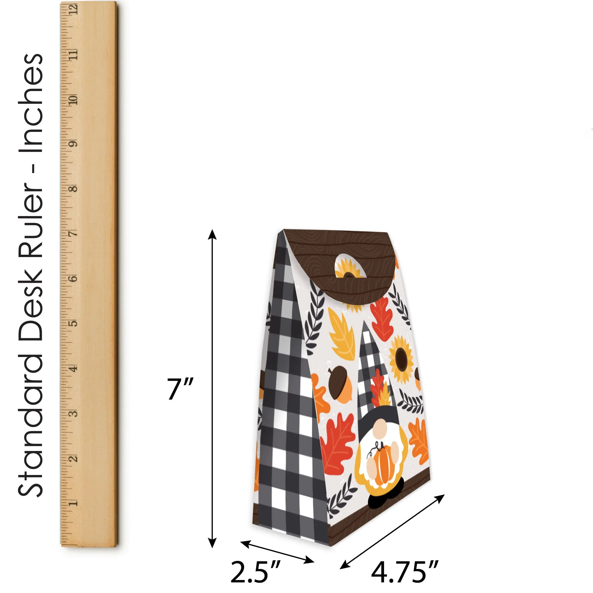 Fall Gnomes - Autumn Harvest Gift Favor Bags - Party Goodie Boxes - Set of 12
