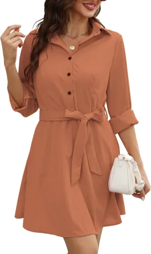 FANCYINN Women Long Sleeve Plaid Pattern Tunic Tops Shirt Casual Dress