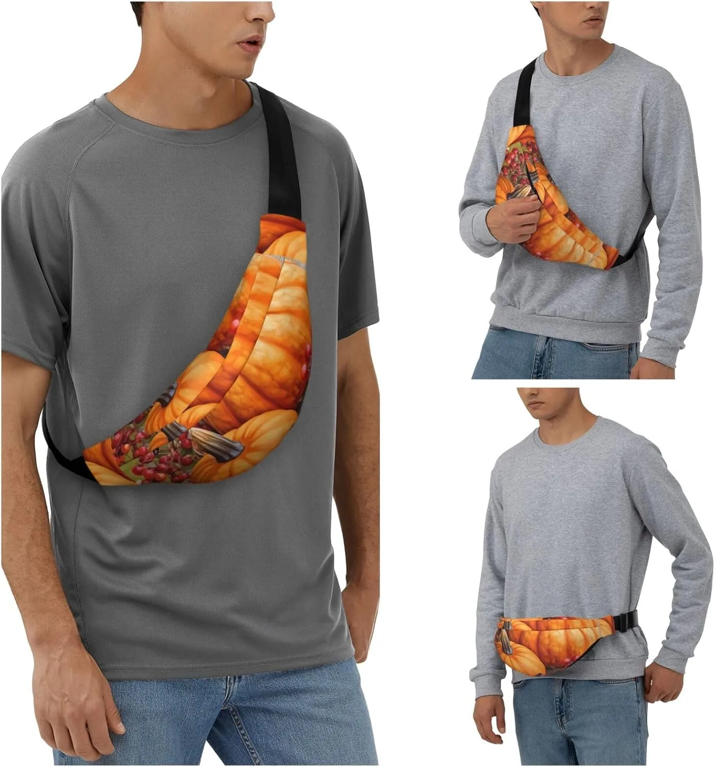 Fanny Pack for Men Women Waist Bag Adjustable Waist Pack Crossbody Belt Bag Harvest Fruits Pumpkin Bum Bag