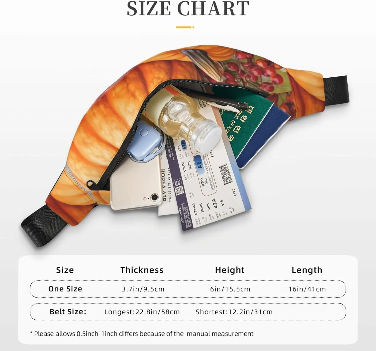 Fanny Pack for Men Women Waist Bag Adjustable Waist Pack Crossbody Belt Bag Harvest Fruits Pumpkin Bum Bag
