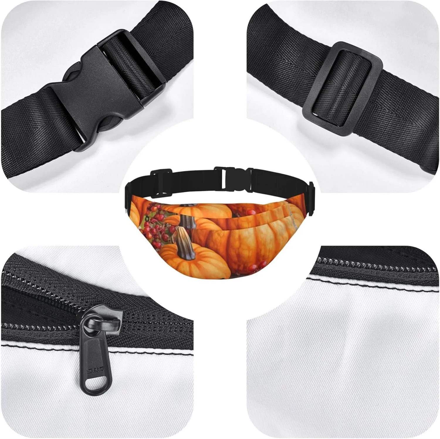 Fanny Pack for Men Women Waist Bag Adjustable Waist Pack Crossbody Belt Bag Harvest Fruits Pumpkin Bum Bag