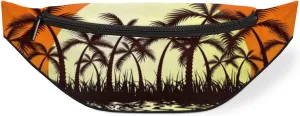 Fanny Pack for Women Men Sunset Coconut Tree Waist Pack Crossbody Bag with Adjustable Straps for Hiking Running Walking Travel Cycling
