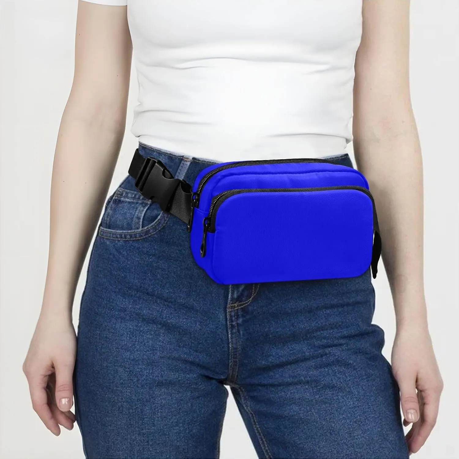 Fanny Pack for Women Men with Zipper Blue Fashion Waist Pack, Small Cross Body bags for Running,Hiking,Cycling,Travel 20804