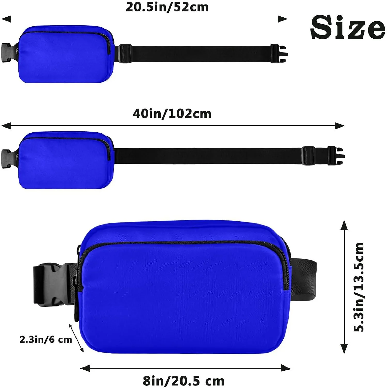 Fanny Pack for Women Men with Zipper Blue Fashion Waist Pack, Small Cross Body bags for Running,Hiking,Cycling,Travel 20804