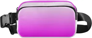Fanny Pack for Women Men with Zipper Bright Purple Fashion Waist Pack, Small Cross Body bags for Running,Hiking,Cycling,Travel 20805-1