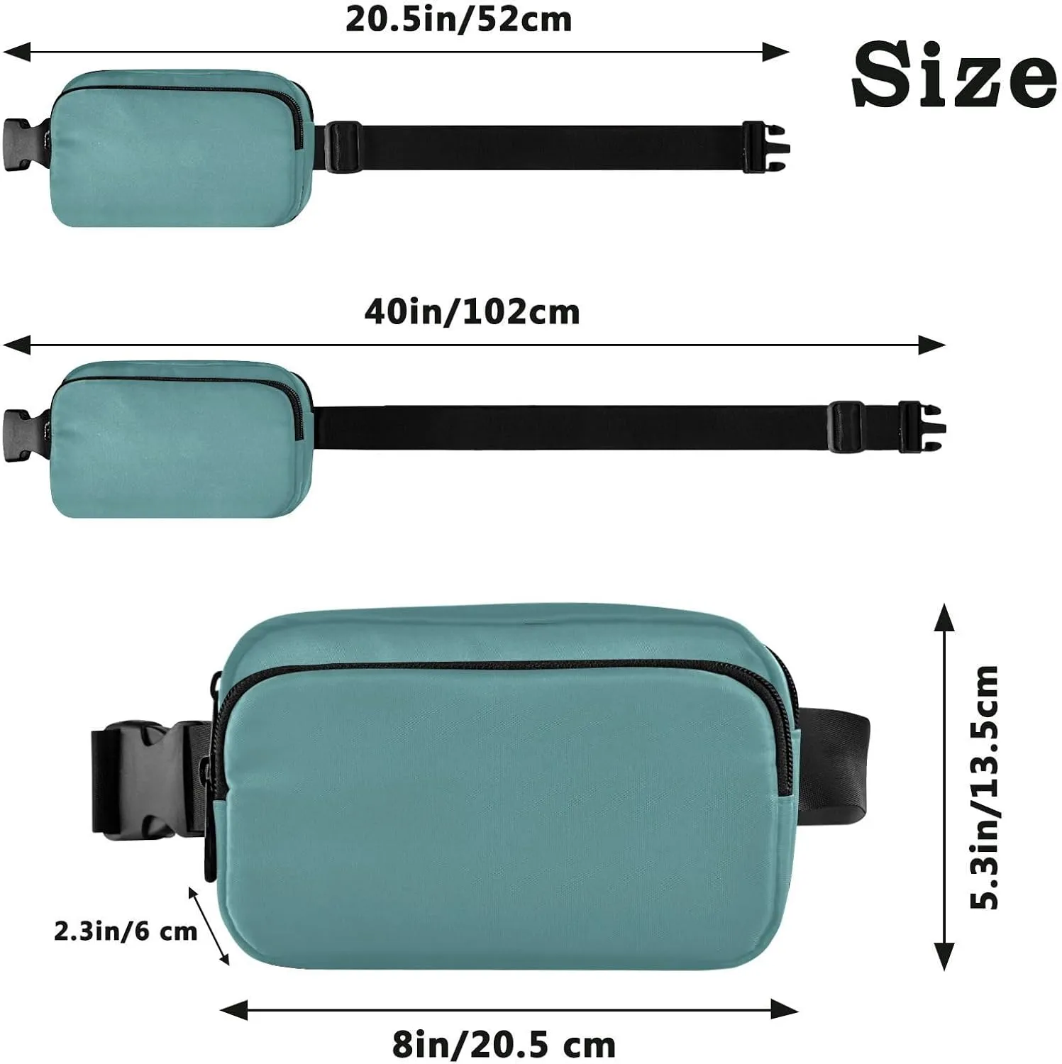 Fanny Pack for Women Men with Zipper Cadetblue Fashion Waist Pack, Small Cross Body bags for Running,Hiking,Cycling,Travel 20849