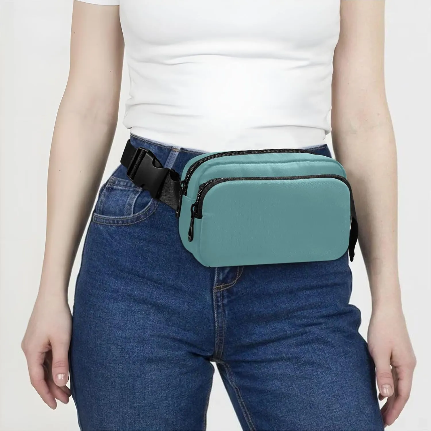 Fanny Pack for Women Men with Zipper Cadetblue Fashion Waist Pack, Small Cross Body bags for Running,Hiking,Cycling,Travel 20849