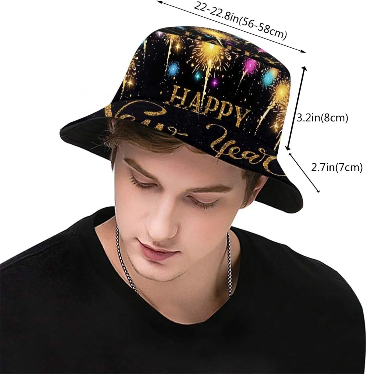 Fashion Happy New Year Bucket Hat for Men and Women Packable Sun Cap Happy New Years Xmas Fisherman Hat