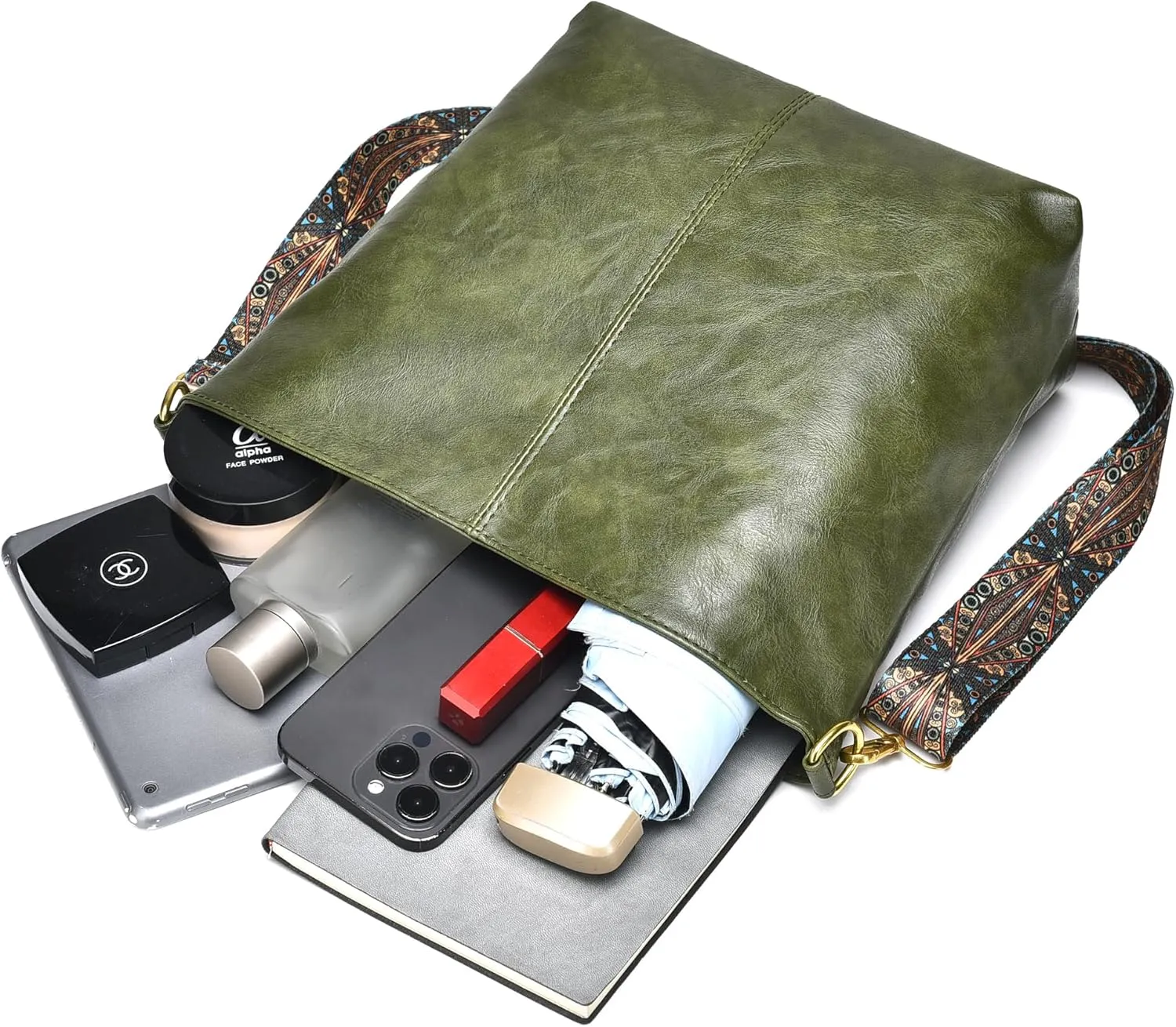 Fashion Hobo Bags for Women Vegan Leather Crossbody Bag with Guitar Strap Shoulder Purses and Handbags