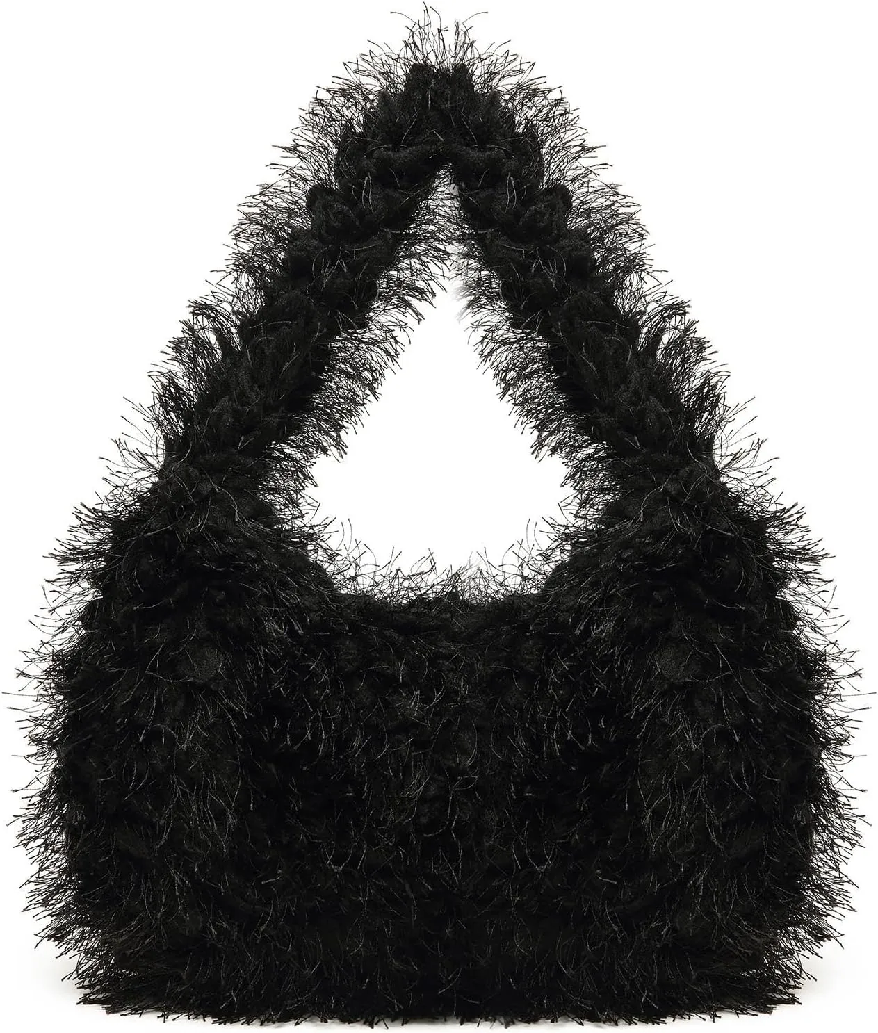 Faux Fur Fluffy Hobo Bag Furry Handbag Purse Y2K Fuzzy Tote Bag,Trendy Cute Plush Purse for Women
