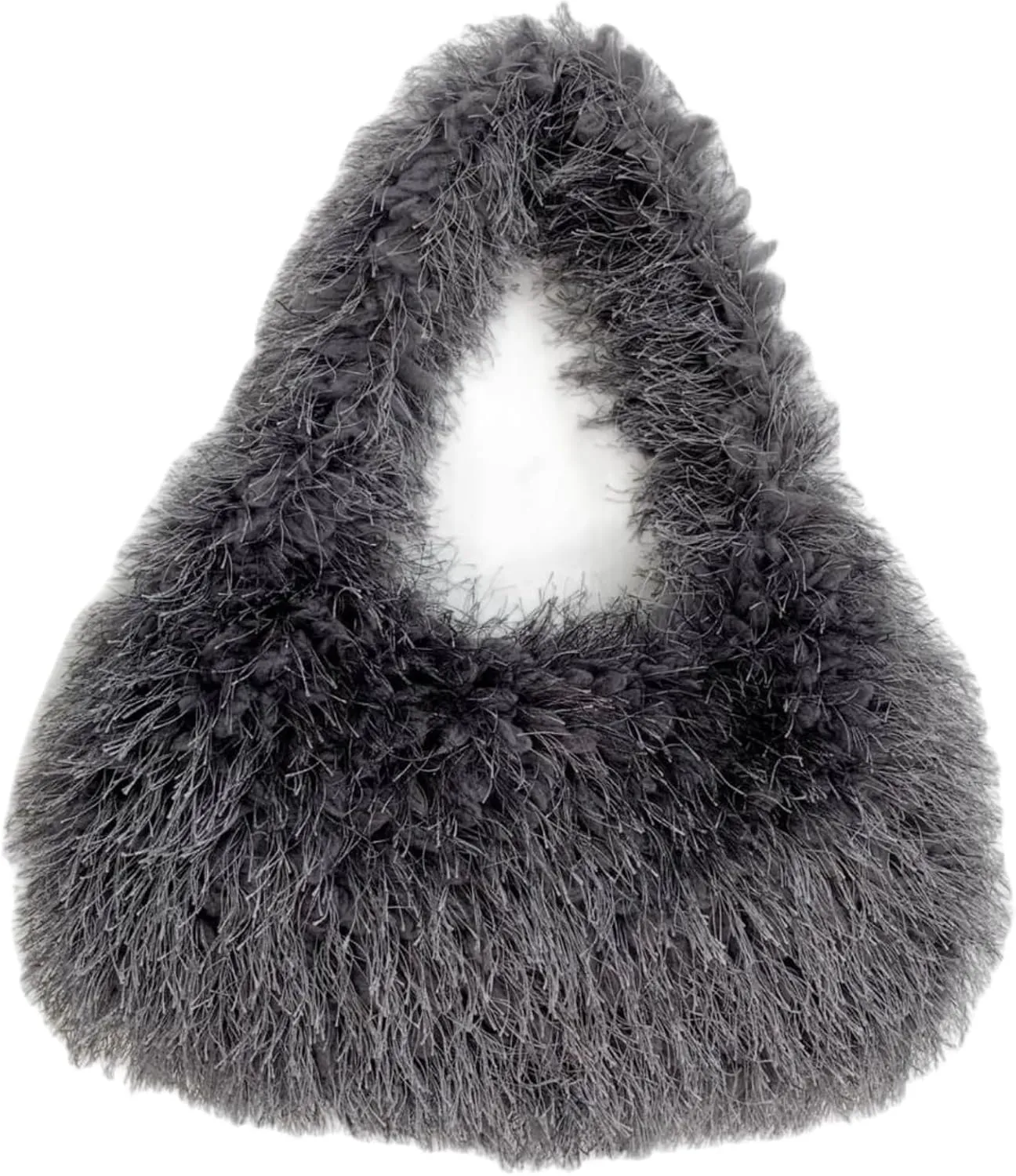 Faux Fur Fluffy Hobo Bag Furry Handbag Purse Y2K Fuzzy Tote Bag,Trendy Cute Plush Purse for Women