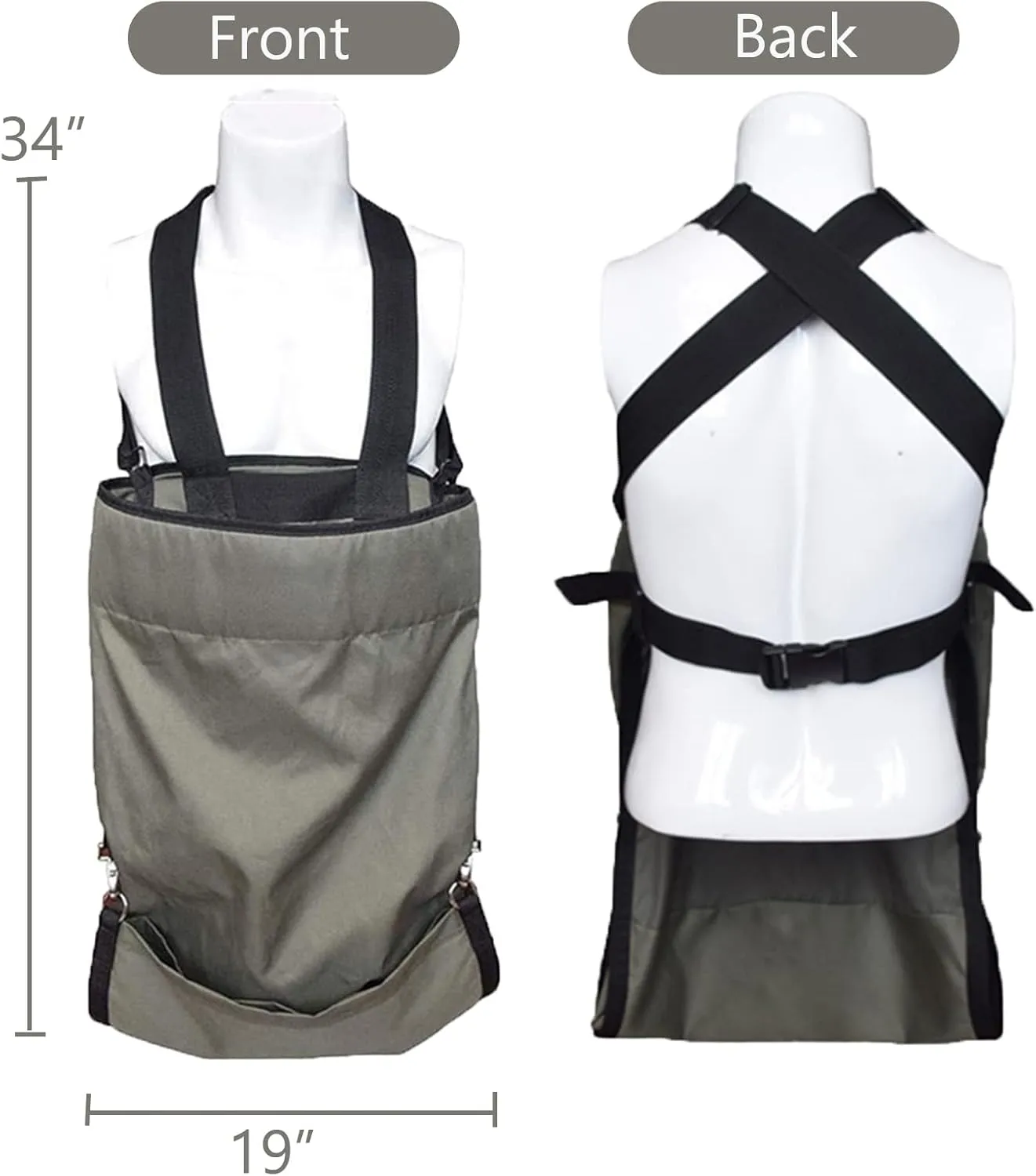 FCOUIID Harvest Apple Picking Bag - Waterproof 600D Fruit Storage Apron Pouch for Outdoor Orchard, Farm, Garden, Heavy Duty