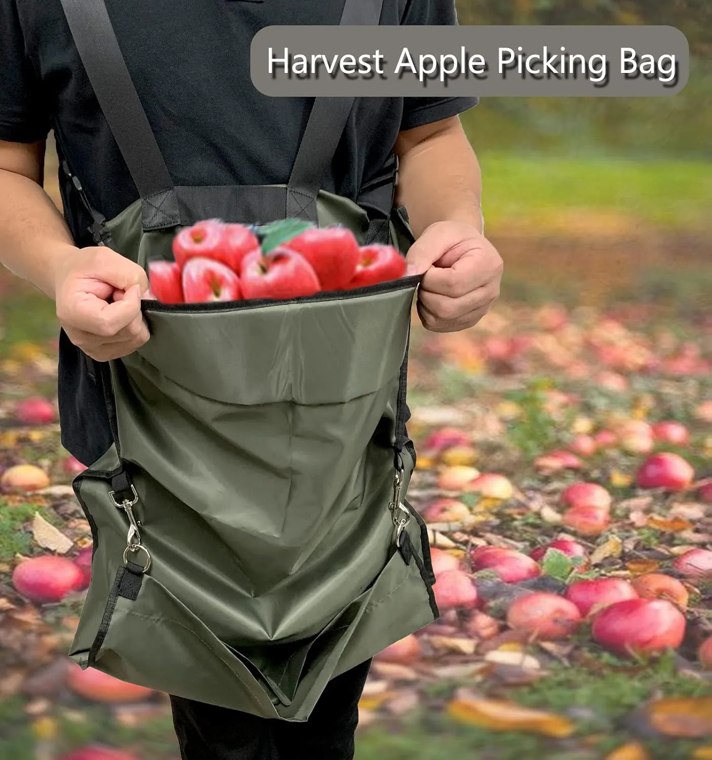 FCOUIID Harvest Apple Picking Bag - Waterproof 600D Fruit Storage Apron Pouch for Outdoor Orchard, Farm, Garden, Heavy Duty