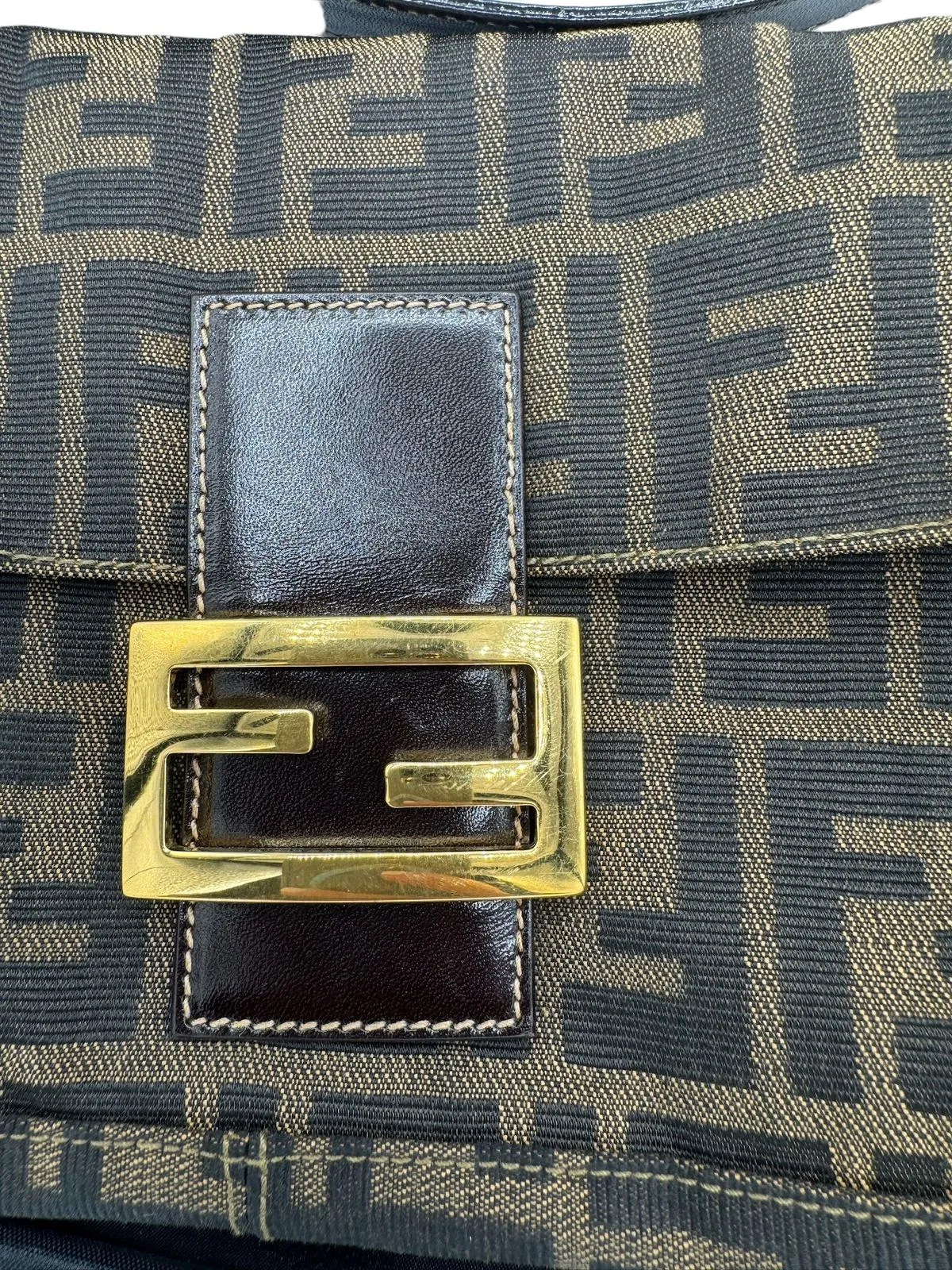 FENDI - Mama Bucket Handbag Light Brown Dark Brown Jacquard
