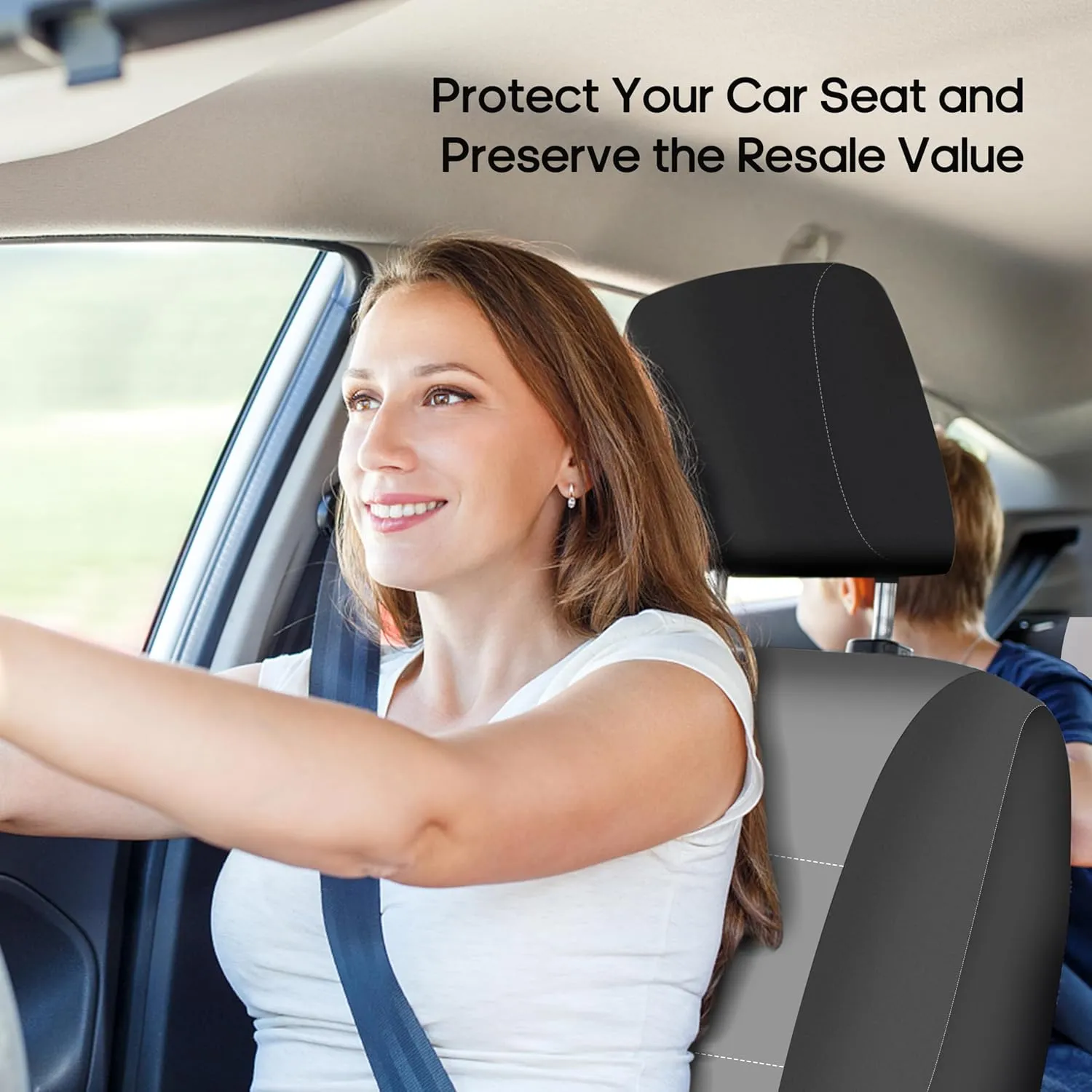 FH Group Car Seat Covers Three-Row 7 Seater Neoprene Waterproof Car Full Set Seat Covers, Airbag Ready and Split - Fit Most Car, Truck, SUV, or Van (Gray/Black)