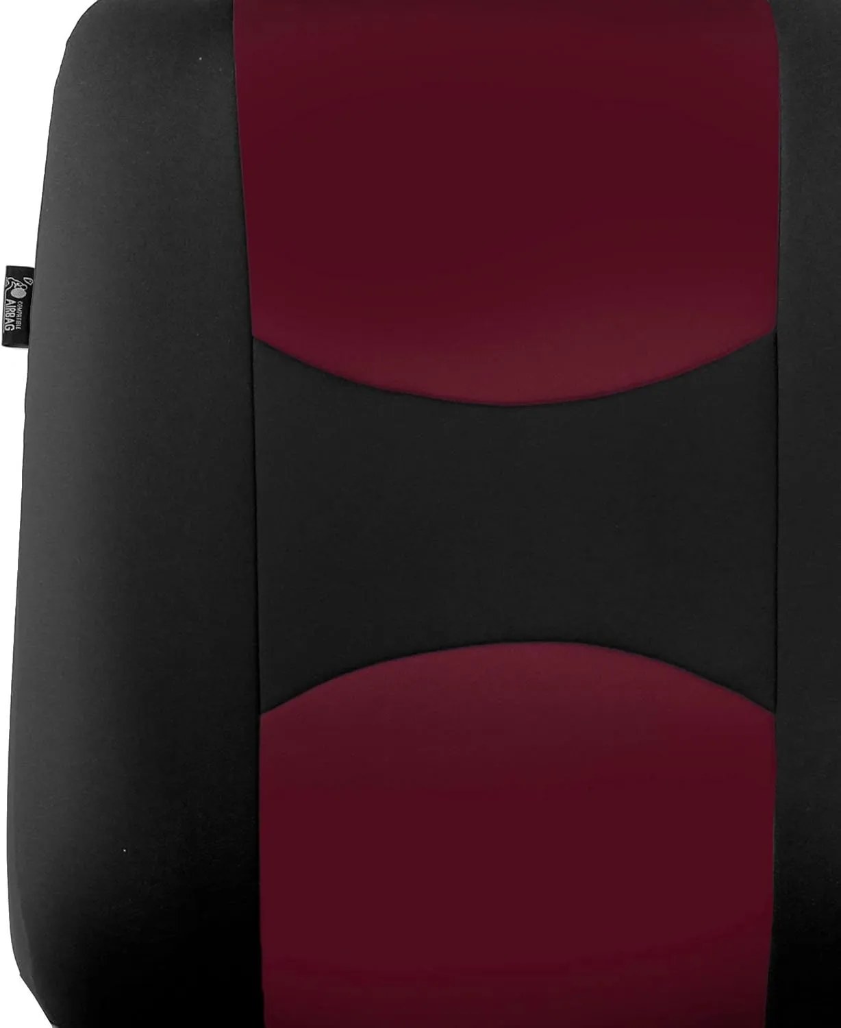 FH Group Pair Set Flat Cloth Car Seat Covers- Universal Fit for Trucks, SUVs, and Vans (Burgundy/Black) FB050102