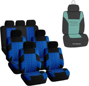FH Group Three Row Set 7 Seater Blue Travel Master Car Seat Covers, Airbag and Split Rear Car Seat Cover Universal Fit Interior Accessories for Cars Trucks & SUV Automotive Seat Covers