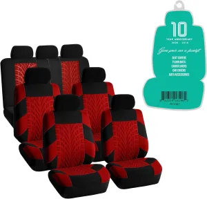FH Group Three Row Set 7 Seater Red Travel Master Car Seat Covers, Airbag and Split Rear Car Seat Cover Universal Fit Interior Accessories for Cars Trucks & SUV Automotive Seat Covers