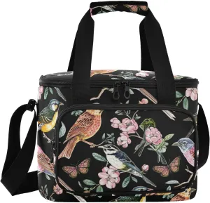 Finch Blossom Black Insulated Cooler Bag for Women Men Leakproof 24 Can Camping Cooling Bags for Work Office Picnic