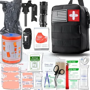First Aid Kits with Tourniquet 36" Splint Bandage, Survival Gear and Equipment Multi-Purpose Emergency Bag Tool Kits, Survival First aid Kits Emergency kit for Outdoor Camping Hunting Car