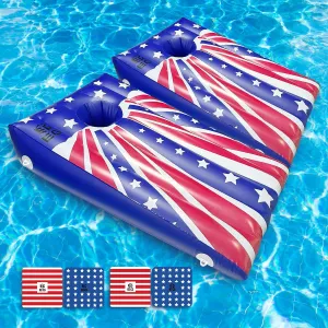 Fisca Pool Cornhole Game Inflatable Floating Bean Bag Toss Game Toy, Summer Pool Party Toys for Kids Teens Adults and Family, Including 8 Floating Bean Bags (2 Pack)