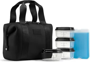 Fit & Fresh Neoprene Like Lunch Bag For Women, Insulated Womens Lunch Bag For Work, Tear & Stain Resistant Large Lunch Box With Containers and Ice, Machine Washable Remi Lunch Bag, Black