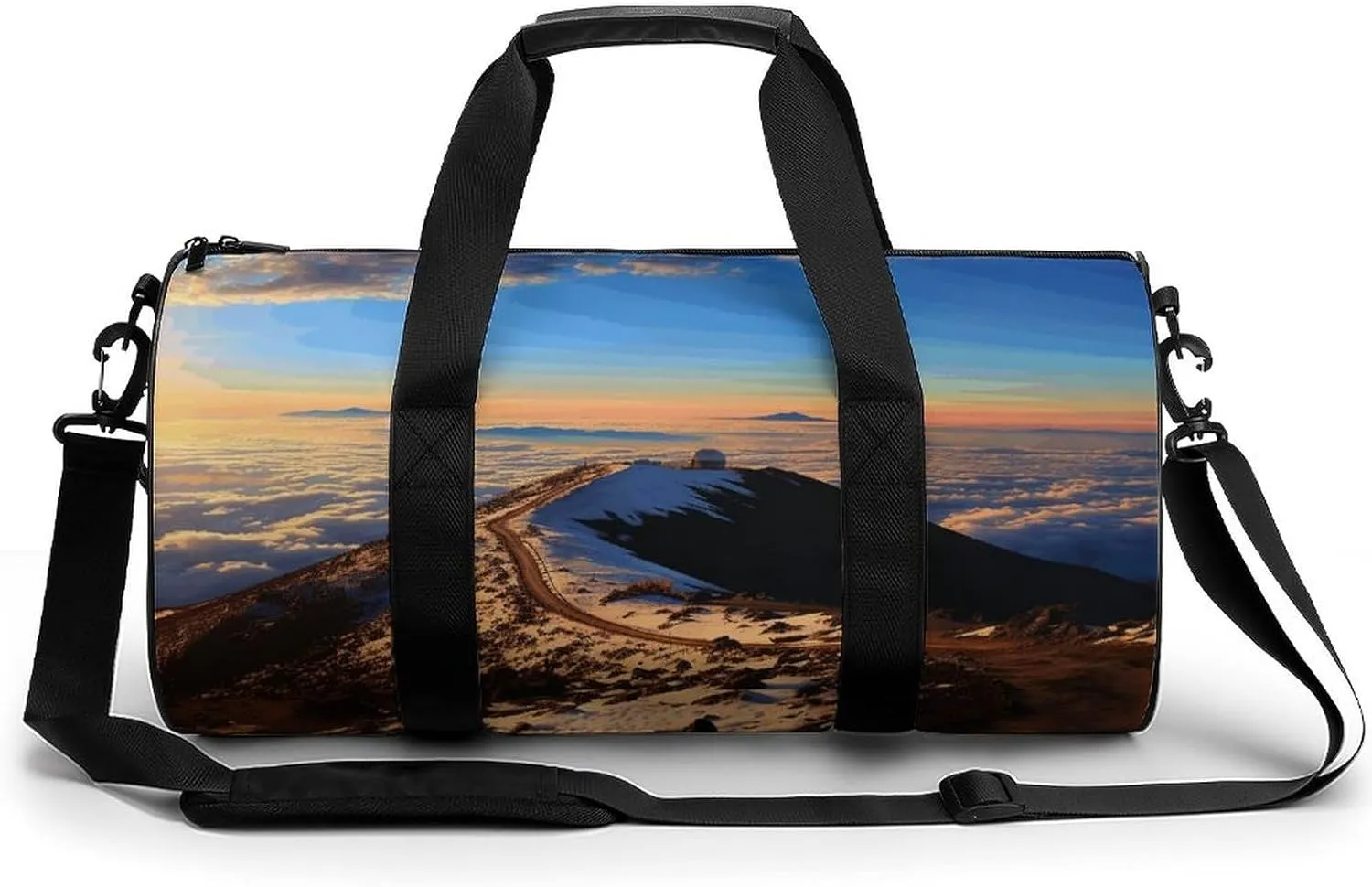 Fitness Bag, Mauna Kea Summit Sunset Print Reusable Gym Bag Sports Travel Fitness Bag Essentials Gym Bag with Shoe Compartment, 17.7in/9in/9in, style