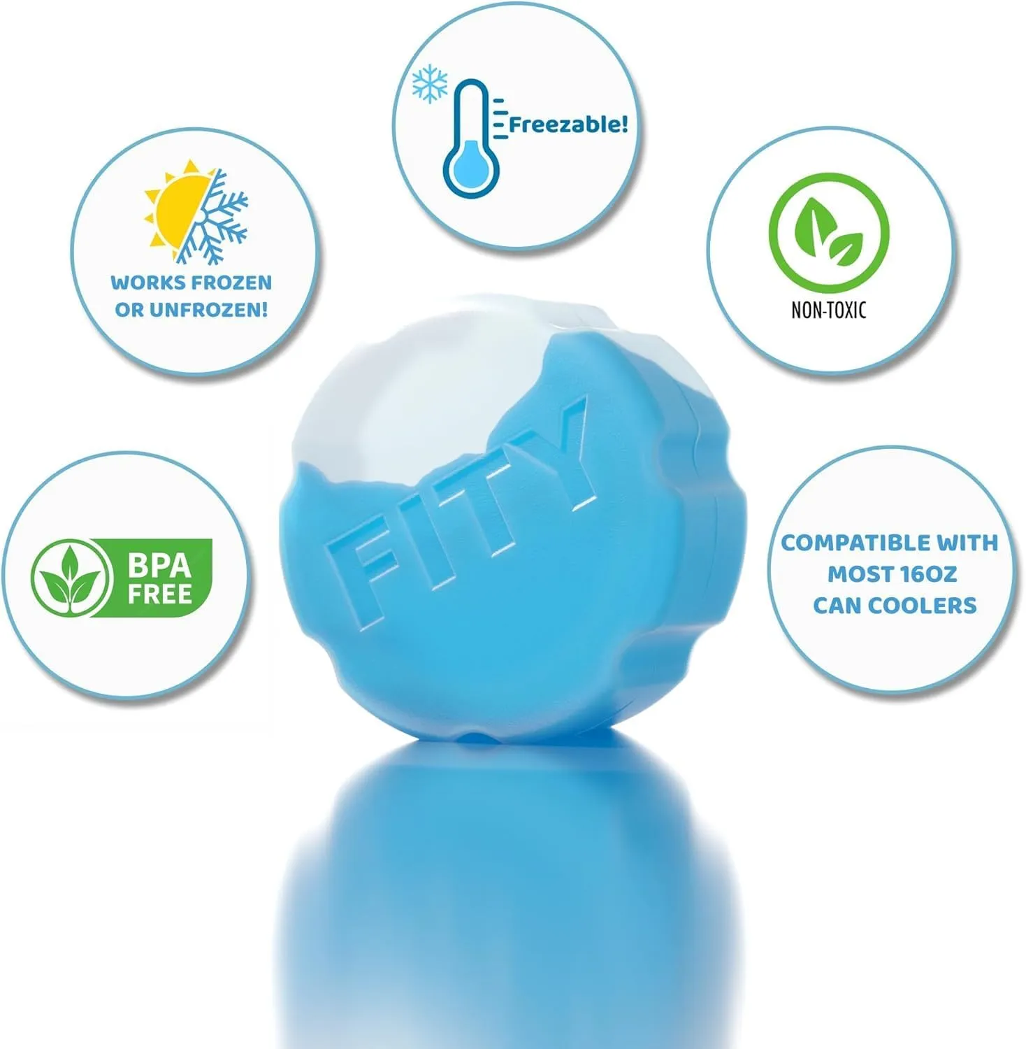 FITY Freeze The 6 Pack - A Space Saving Freezable Ice Pack use w/Lunch Boxes, Diaper Bags, Sore Muscles, 16oz can Cooler tumblers, Beach Bags, Coolers, and More.