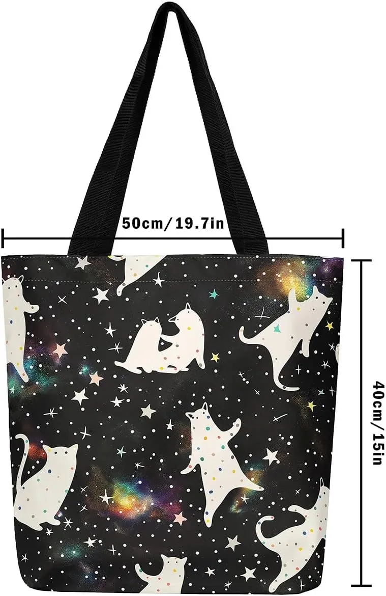Flamingo Canvas Tote Bag,Woodland Animals Duffle Bag,Botanical Flowers Jungle Leaves Casual Reusable Handbag
