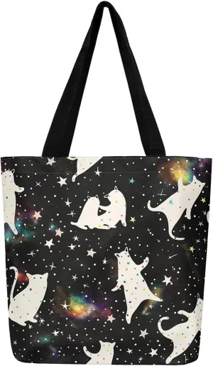 Flamingo Canvas Tote Bag,Woodland Animals Duffle Bag,Botanical Flowers Jungle Leaves Casual Reusable Handbag
