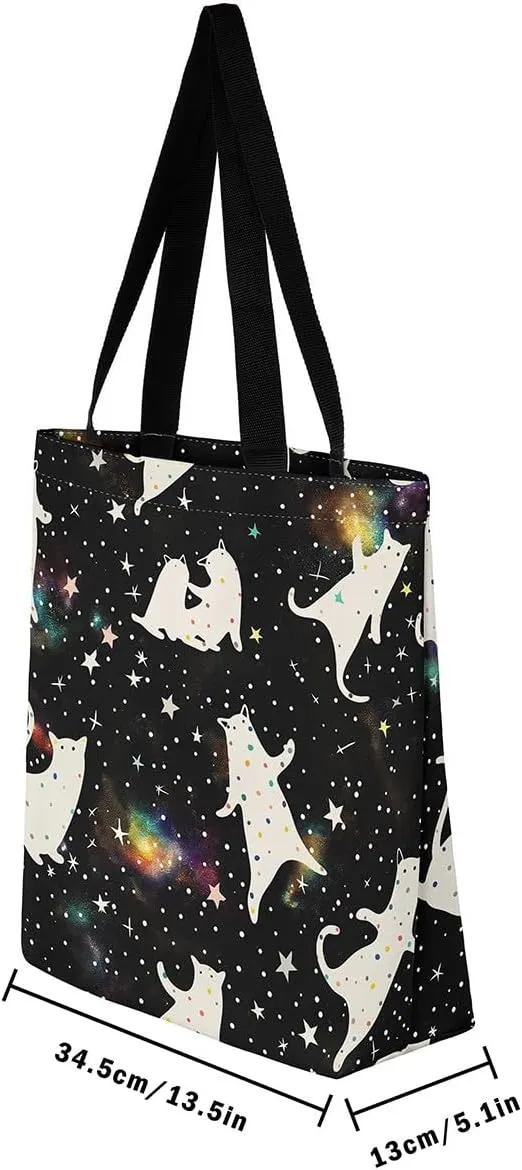Flamingo Canvas Tote Bag,Woodland Animals Duffle Bag,Botanical Flowers Jungle Leaves Casual Reusable Handbag