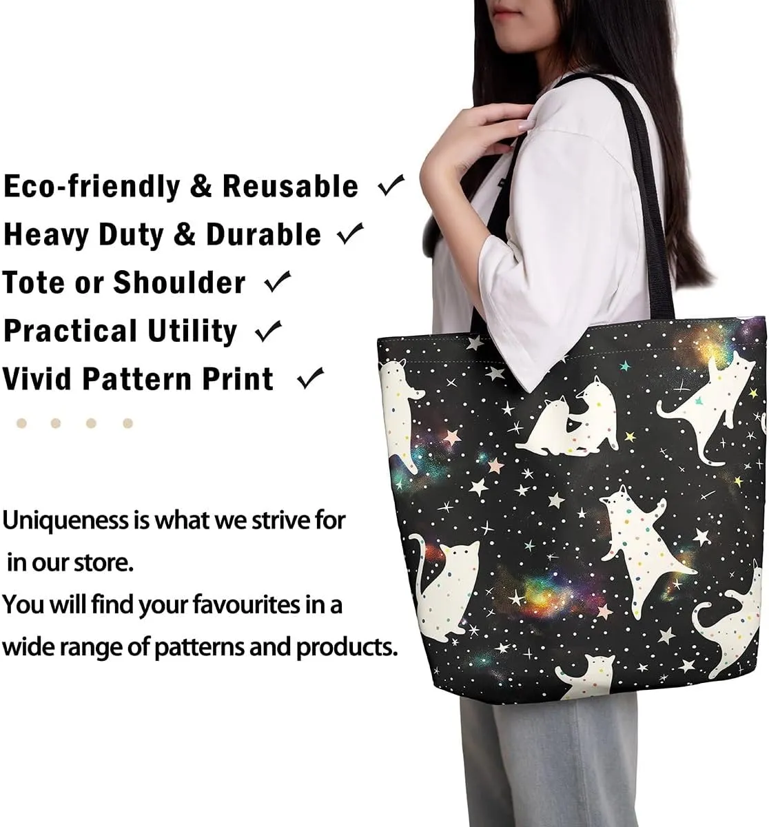 Flamingo Canvas Tote Bag,Woodland Animals Duffle Bag,Botanical Flowers Jungle Leaves Casual Reusable Handbag