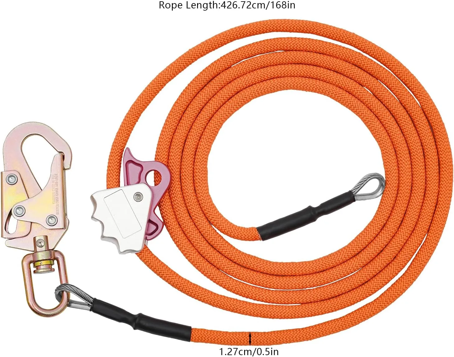 Flip Line, Steel Wire Core Flipline Kit for Climbing Tree 5/8''x12ft, Flip Line Kit with Triple Locking Carabiner & Storage Bag, Ideal for Climbing Lanyard, Lineman’s Belt and Rope
