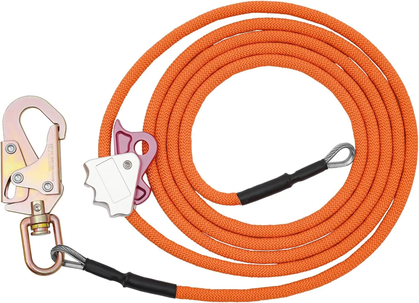 Flip Line, Steel Wire Core Flipline Kit for Climbing Tree 5/8''x12ft, Flip Line Kit with Triple Locking Carabiner & Storage Bag, Ideal for Climbing Lanyard, Lineman’s Belt and Rope