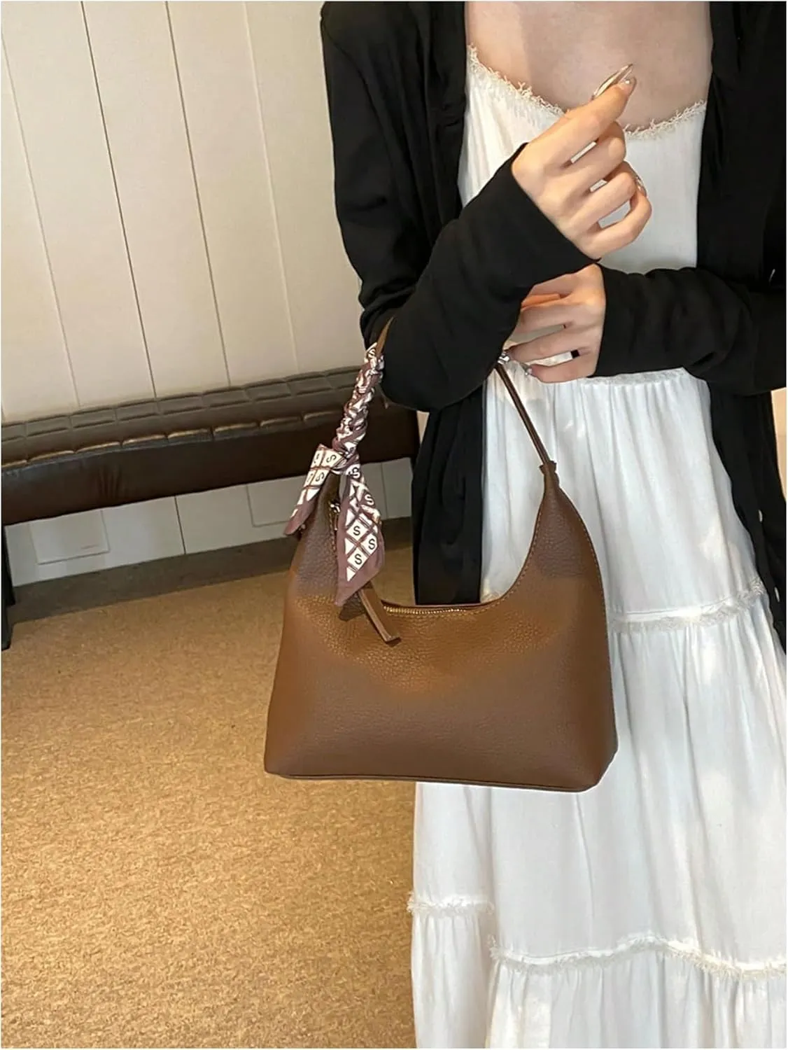 Floerns Women's Elegant Shoulder Handbag Fall Hobo Bag Zip Up Purse