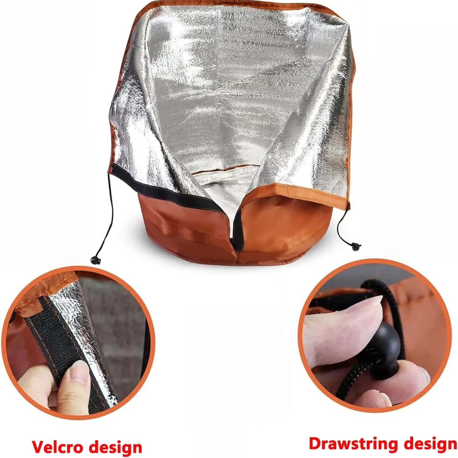 Flower Pot Cover, Garden Plant Protector Insulation Thermal Covers Waterproof Frost Anti-Winter Protection Bag Reusable with Drawstring Zipper, Potted Plants Shrubs Fruit Tree (45*70cm,Khaki)