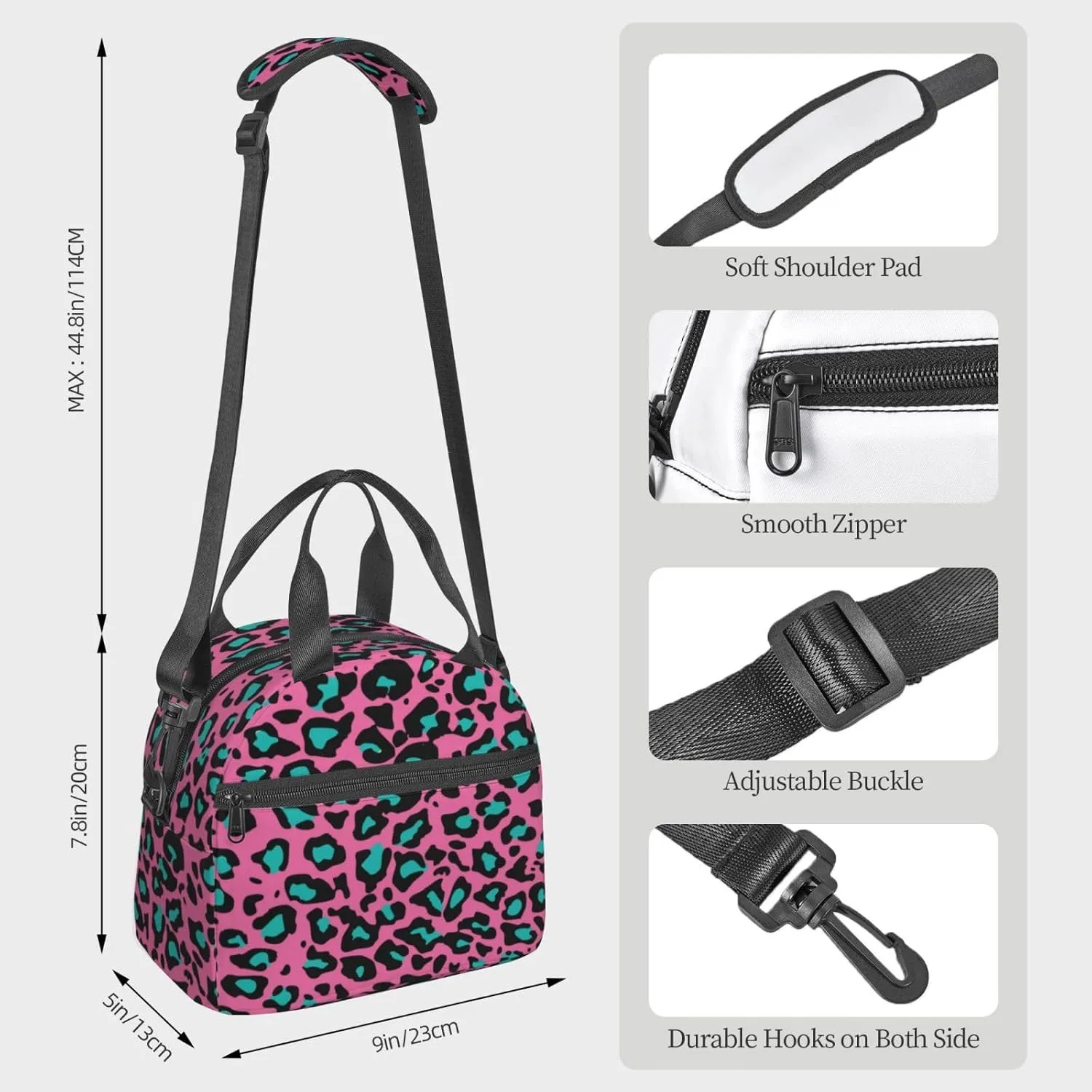 Flower Theme,Insulated Reusable Lunch Bag Adult Large Lunch Box for Women and Men,Illustration of Cherry Blossom Branches,Adjustable Shoulder Strap,Front Zipper Pocket,Red Black