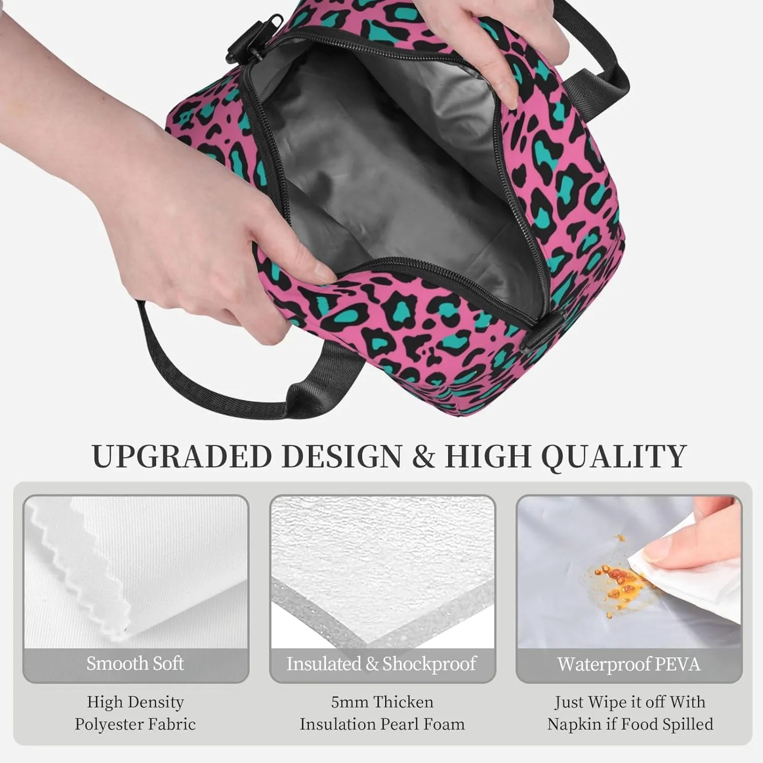 Flower Theme,Insulated Reusable Lunch Bag Adult Large Lunch Box for Women and Men,Illustration of Cherry Blossom Branches,Adjustable Shoulder Strap,Front Zipper Pocket,Red Black