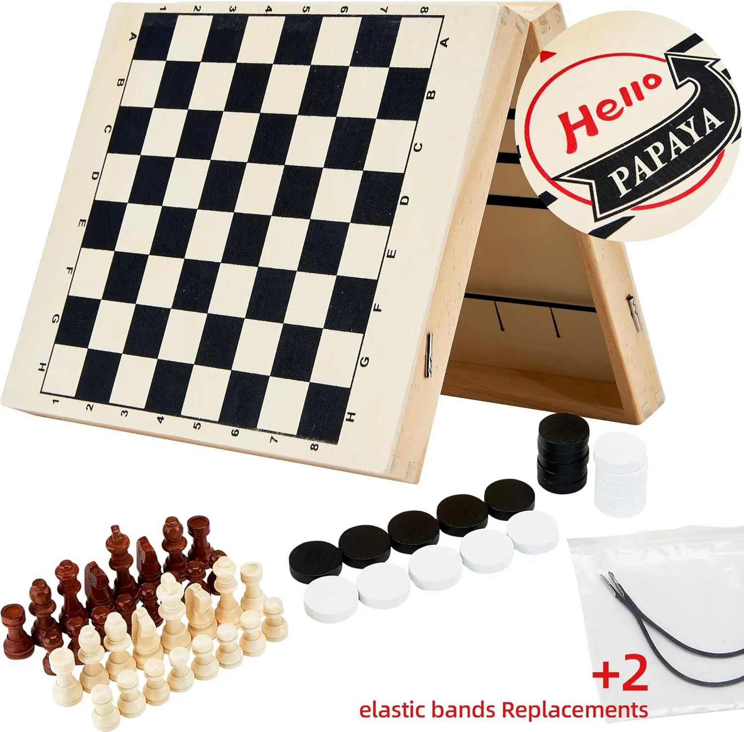 Foldable Fast Sling Puck Game with Chess Board and Checkers Board, Tic Tac Toe. Wooden Air Hockey Family Night,Table Games Gifts for Adults and Kids